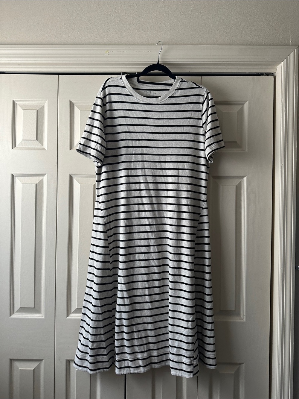 Time and Tru White and Black Striped Maxi Dress